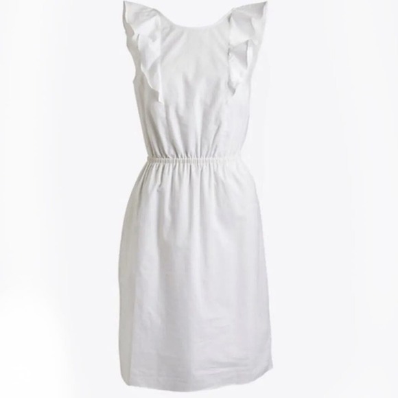 NEW J.Crew Factory Ruffle‎ Shoulder Sundress 8 White Dress NWT - Picture 1 of 11